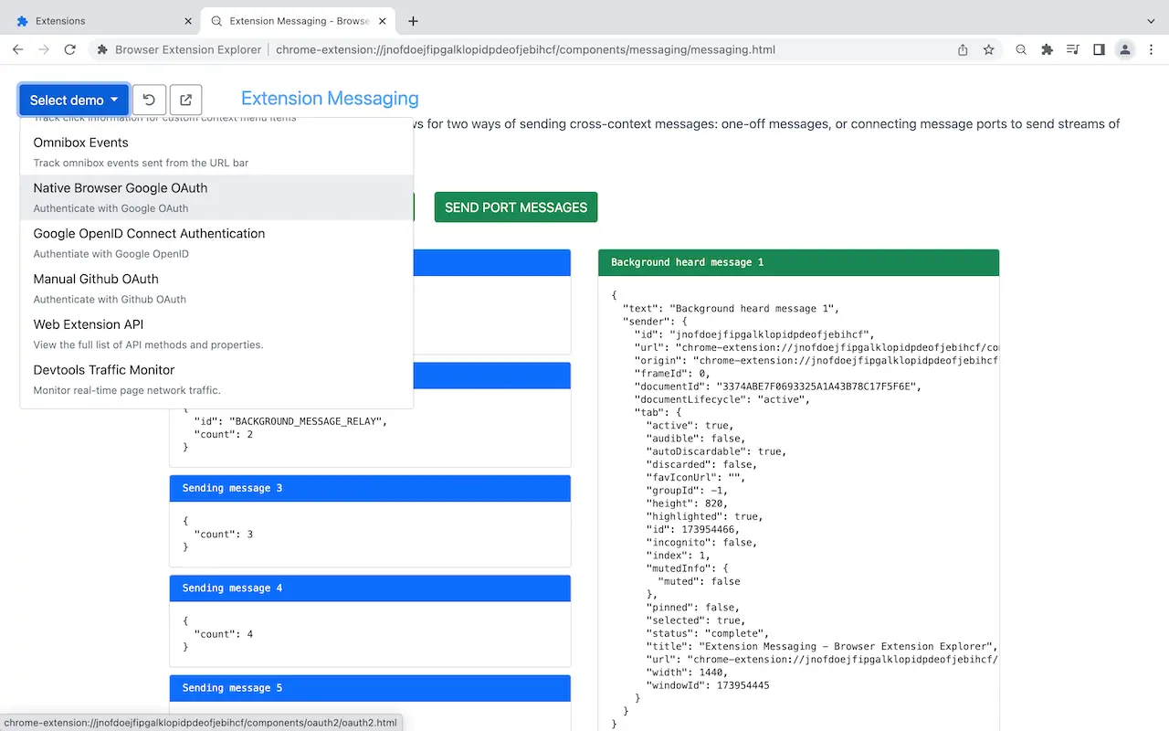 Example Chrome Extension - Extension messaging demo
